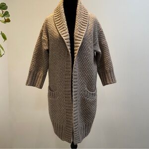 Benedetta B. Chunky Knit Open Cardigan – Made in Italy, Taupe, M
